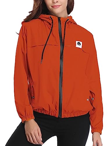 Regenjacke Damen Wasserdicht Windbreaker Leicht Zipper Atmungsaktiv Softshelljacke dünn Outdoorjacke Mit Kapuze O XS von Migcaput