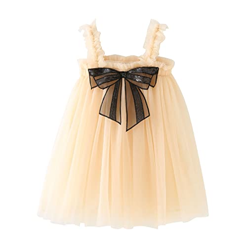 Miipat Baby Mädchen Kleid Ärmellos Schmetterling Prinzessin Tüllkleid Kleinkind Mädchen Blumenmädchenkleider Hochzeit Geburtstag Partykleid Gelb 100 2-3 Jahre von Miipat