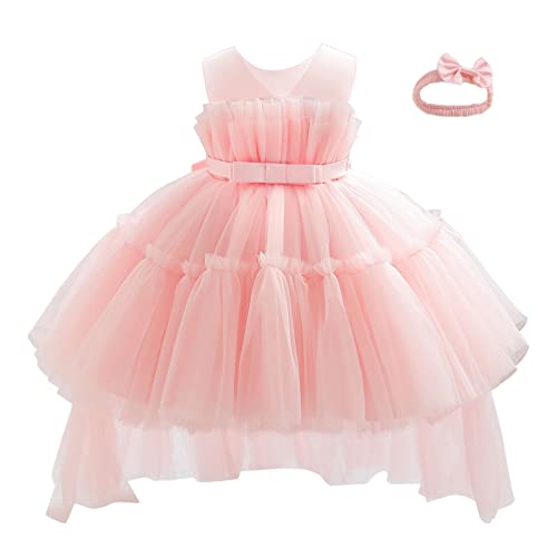 Miipat Baby Mädchen Kleid Tülle Prinzessin Kleider mit Stirnband für Party Festlich Geburtstag Hochzeit Rosa 80 12-18 Monate von Miipat