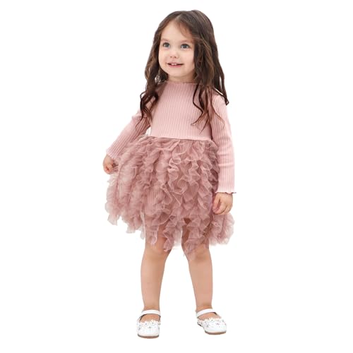 Miipat Baby Mädchen Kleid Langarm Tüll Mädchen Prinzessin Kleid Herbst Winter Kleinkind Strick Gerippte Pullover Kleider Rosa 80 6-12M Miipat Baby Mädchen Kleid Langarm Tüll Mädchen Prinzessin Kleid Herbst Winter Kleinkind Strick Gerippte Pullover Kleider Rosa 80 6-12M von Miipat