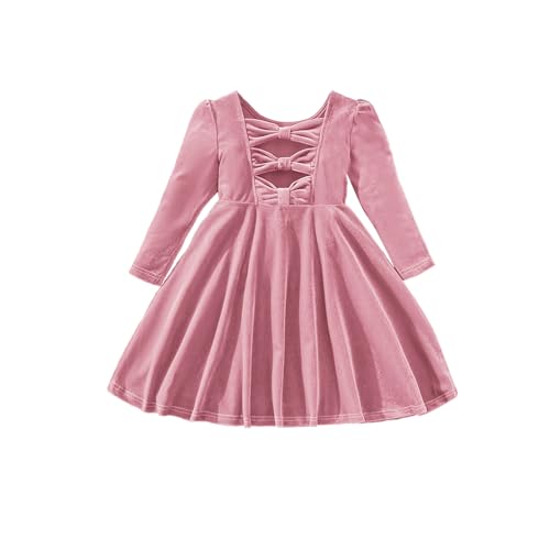 Miipat Baby Mädchen Samt Kleid Kleinkind Mädchen Langarm Kleider Herbst Winter Kinder Prinzessin Geburtstag Party Hochzeitskleid Rosa 100 3-4 Jahre von Miipat