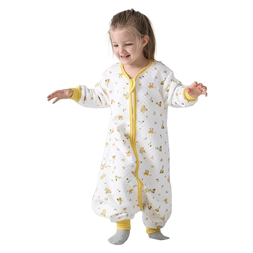 Miipat Baby Schlafstrampler Unisex Kleinkind Schlafanzüge Langarm Frühling und Herbst Kleinkind Schläf Kleidung für Jungen und Mädchen Gelb 100 4-5 Jahre von Miipat