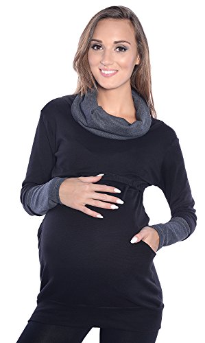 Mija - 2 in1 Stillpullover & Umstandspullover Stilltop Still-Pulli Maddy 7115A (XL, Schwarz/Graphite) von Mija Arts