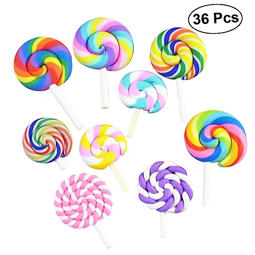 Mikikit 36 Stk Lutscher Ton Lollipop-perlen-anhänger Sportperlen Lutscher-anhänger-charm Telefon Armband Nagelschmuck Diy Handyschale Mini-clips Für Haare Topper Land Kind Partytasche Süss von Mikikit