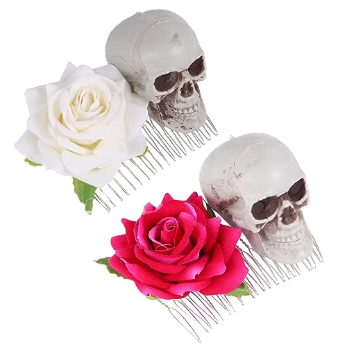 Mikinona 2st Lustige Haarnadeln Halloweens Halloween-haarnadel Braut Haarspange Haarschmuck Für Frauen Halloween-blumenkopfschmuck Kamm Rosa Haarnadel Braut- Damen Kleidung Stirnband Harz von Mikinona