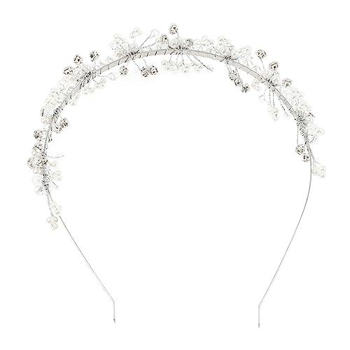 Mikinona Blumenmädchen Hochzeit Stirnband Haargummis Hochzeit Kristall Kopfbedeckungen Haargummis Für Mädchen Stirnbänder Für Mädchen Mädchen-tiara Kind Kleid Zubehör Weiß Klauenbohrer von Mikinona