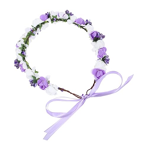 Mikinona Brautjungfer Kinderkranz Stirnband Sonnenblumenkrone Stirnband Für Mädchen Fotografie Kranz Requisiten Braut- Schleife Violett Pe-schaum Koreanisch Damen von Mikinona