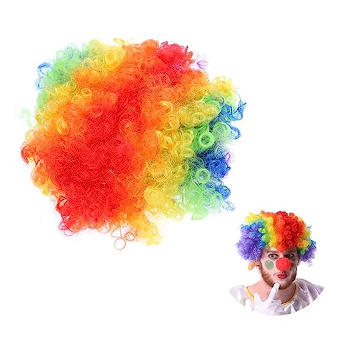 Mikinona Bunte Clown Kostümperücke Mehrfarbige Afro-clown-vollfarbperücke Afro- Clown- Vollfarbperücke Für Cosplay Clown Kostüm Perücke Clownperücke Für Halloween Perücken Kleidung Schwamm von Mikinona