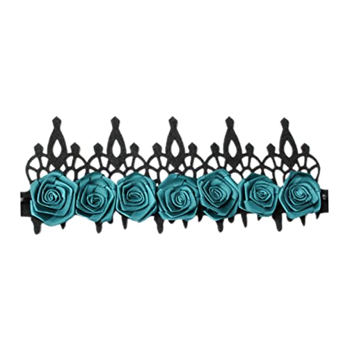 Mikinona Halloween-Krone Haarschmuck für Damen schwarzes Dekor tote Tiara Halloween-Maskerade-Dekoration Halloween-Blumenkrone die Blumen Kopfbedeckung Zubehör Stoff von Mikinona