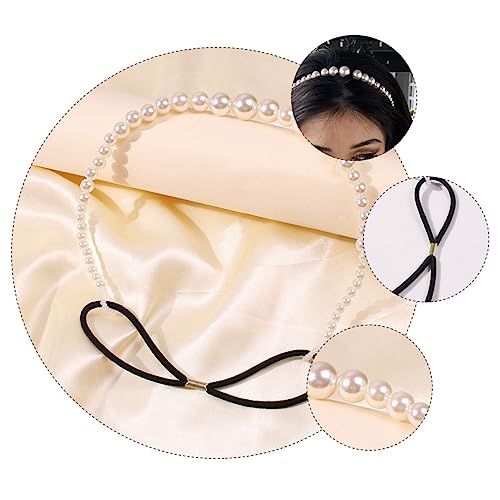 Mikinona Perlenstirnband Frau Stirnband Hochzeit Elastisches Stirnband Barg Make-up-stirnbänder Für Frauen Party-haare Haarpflegezubehör Imitationsperlen Damen Weiß Pailletten Haarschmuck von Mikinona