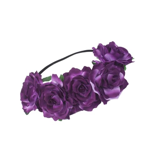 Mikinona Blumenmädchen Kopfschmuck Tiara Haarbänder Kopfschmuck Blumenstirnbänder Für Mädchen Rosafarbenes Haarband Braut Stirnband Die Blumen Violett Stirnband von Mikinona