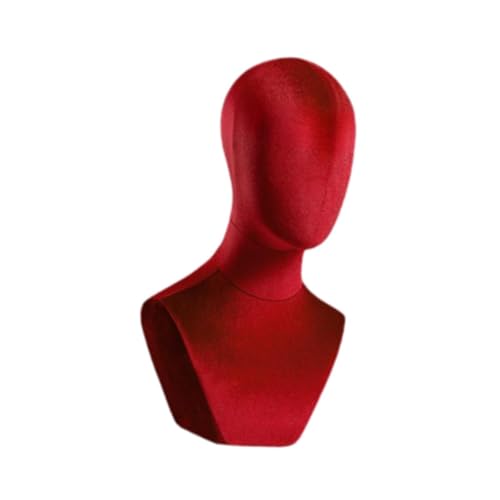 Milageto Büste Schaufensterpuppe Kopf Manikin Samt Kopf mit Schulterhut -Display -Standtisch Training Kopf für Halsketten Perücke macht Schals, Rot Milageto Büste Schaufensterpuppe Kopf Manikin Samt Kopf mit Schulterhut -Display -Standtisch Training Kopf für Halsketten Perücke macht Schals, Rot von Milageto