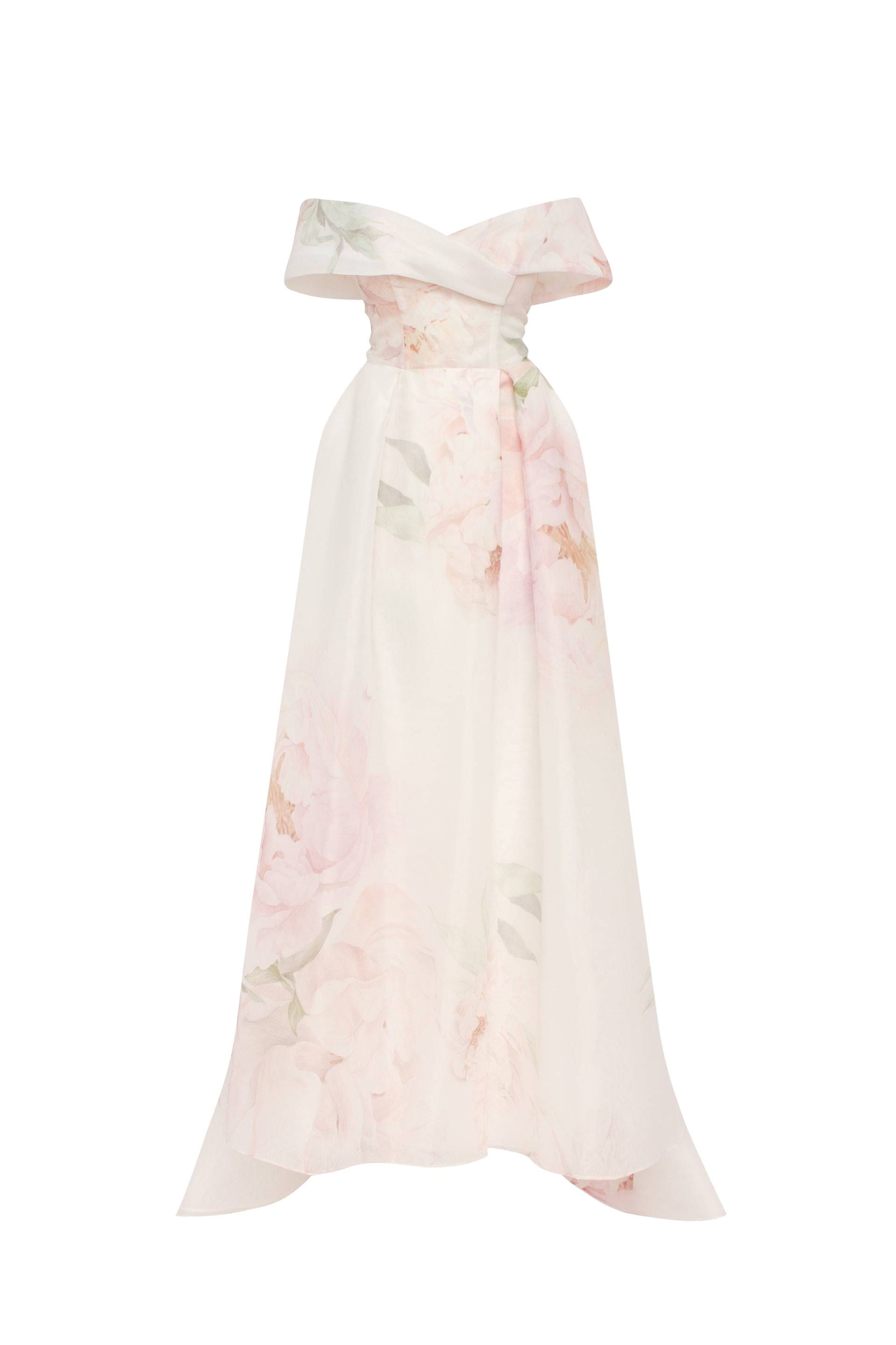 Gorgeous pink peony off-the-shoulder maxi dress, Garden of Eden von Milla