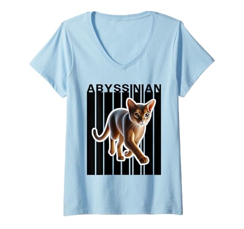 Damen Abessinische Katzenliebhaber T-Shirt mit V-Ausschnitt Damen Abessinische Katzenliebhaber T-Shirt mit V-Ausschnitt von Miller Sye