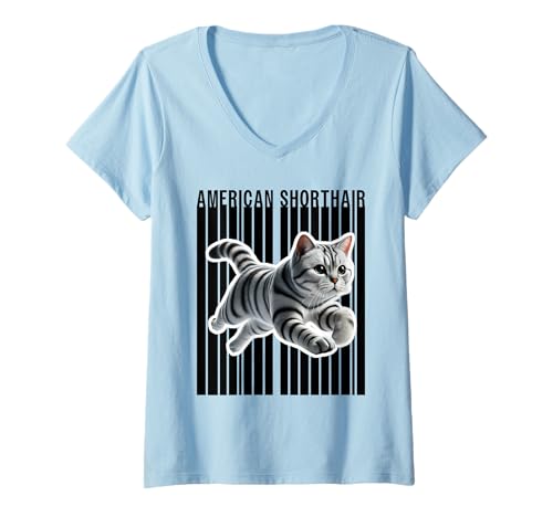 Damen American Shorthair Katzenliebhaber T-Shirt mit V-Ausschnitt Damen American Shorthair Katzenliebhaber T-Shirt mit V-Ausschnitt von Miller Sye