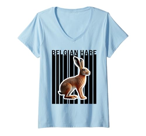 Damen Belgischer Hase, Hase, Liebhaber, niedlicher Hase T-Shirt mit V-Ausschnitt Damen Belgischer Hase, Hase, Liebhaber, niedlicher Hase T-Shirt mit V-Ausschnitt von Miller Sye