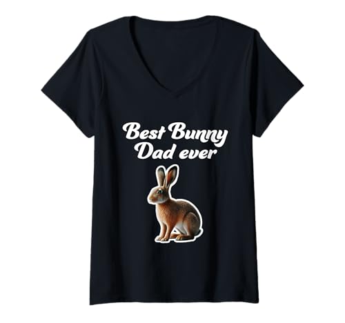 Damen Best Bunny Dad Ever - Belgischer Hase Kaninchen T-Shirt mit V-Ausschnitt Damen Best Bunny Dad Ever - Belgischer Hase Kaninchen T-Shirt mit V-Ausschnitt von Miller Sye