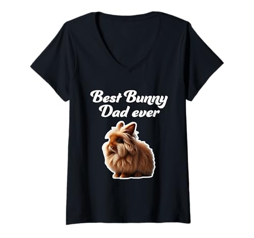 Damen Best Bunny Dad Ever - Englisches Angora-Kaninchen T-Shirt mit V-Ausschnitt Damen Best Bunny Dad Ever - Englisches Angora-Kaninchen T-Shirt mit V-Ausschnitt von Miller Sye