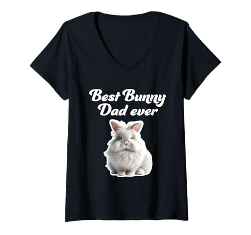 Damen Best Bunny Dad Ever - Englisches Angora-Kaninchen T-Shirt mit V-Ausschnitt Damen Best Bunny Dad Ever - Englisches Angora-Kaninchen T-Shirt mit V-Ausschnitt von Miller Sye