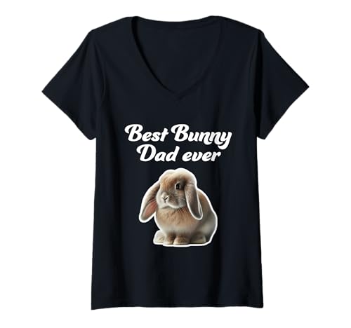 Damen Best Bunny Dad Ever – Englisches Lop Rabbit T-Shirt mit V-Ausschnitt Damen Best Bunny Dad Ever – Englisches Lop Rabbit T-Shirt mit V-Ausschnitt von Miller Sye