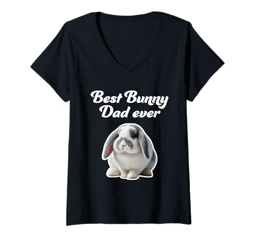 Damen Best Bunny Dad Ever – Französisches Lop Rabbit T-Shirt mit V-Ausschnitt Damen Best Bunny Dad Ever – Französisches Lop Rabbit T-Shirt mit V-Ausschnitt von Miller Sye