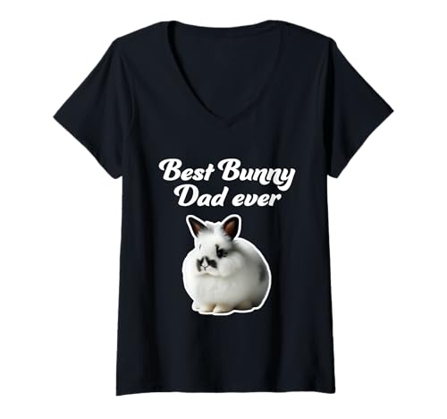 Damen Best Bunny Dad Ever – Jersey Wooly Rabbit T-Shirt mit V-Ausschnitt Damen Best Bunny Dad Ever – Jersey Wooly Rabbit T-Shirt mit V-Ausschnitt von Miller Sye