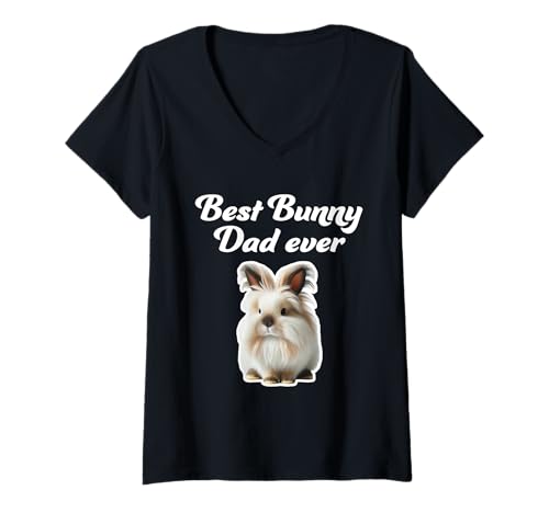 Damen Best Bunny Dad Ever - Löwenkopf Kaninchen T-Shirt mit V-Ausschnitt Damen Best Bunny Dad Ever - Löwenkopf Kaninchen T-Shirt mit V-Ausschnitt von Miller Sye