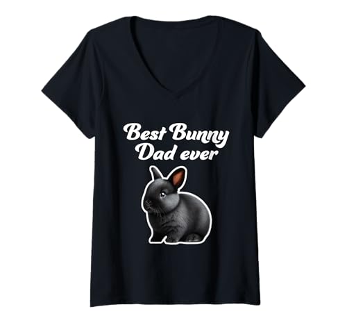 Damen Best Bunny Dad Ever - Niederland-Zwergkaninchen T-Shirt mit V-Ausschnitt Damen Best Bunny Dad Ever - Niederland-Zwergkaninchen T-Shirt mit V-Ausschnitt von Miller Sye