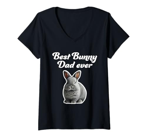 Damen Best Bunny Dad Ever - Niederland-Zwergkaninchen T-Shirt mit V-Ausschnitt Damen Best Bunny Dad Ever - Niederland-Zwergkaninchen T-Shirt mit V-Ausschnitt von Miller Sye