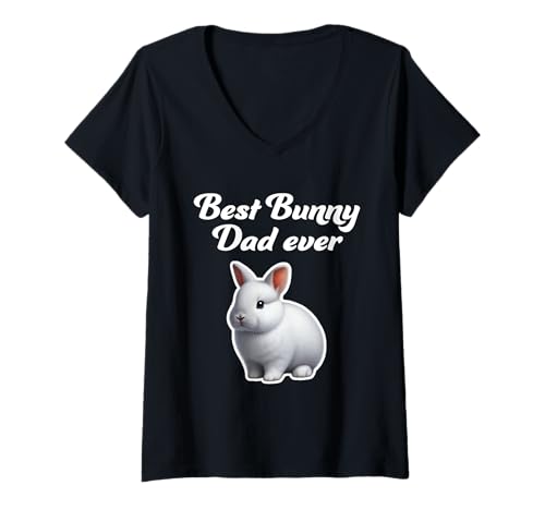 Damen Best Bunny Dad Ever - Niederland-Zwergkaninchen T-Shirt mit V-Ausschnitt Damen Best Bunny Dad Ever - Niederland-Zwergkaninchen T-Shirt mit V-Ausschnitt von Miller Sye