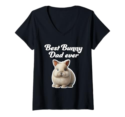 Damen Best Bunny Dad Ever - Niederland-Zwergkaninchen T-Shirt mit V-Ausschnitt Damen Best Bunny Dad Ever - Niederland-Zwergkaninchen T-Shirt mit V-Ausschnitt von Miller Sye