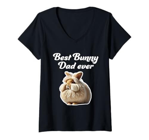 Damen Best Bunny Dad Ever - Riesen-Angora-Kaninchen T-Shirt mit V-Ausschnitt Damen Best Bunny Dad Ever - Riesen-Angora-Kaninchen T-Shirt mit V-Ausschnitt von Miller Sye