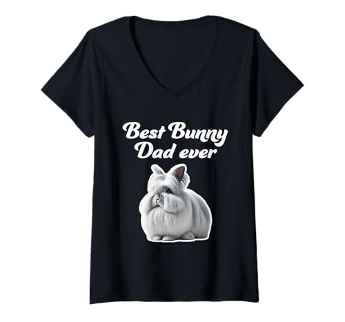 Damen Best Bunny Dad Ever - Riesen-Angora-Kaninchen T-Shirt mit V-Ausschnitt Damen Best Bunny Dad Ever - Riesen-Angora-Kaninchen T-Shirt mit V-Ausschnitt von Miller Sye