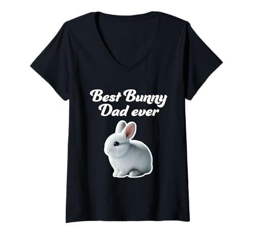 Damen Best Bunny Dad Ever - Zwerghotot Rabbit T-Shirt mit V-Ausschnitt Damen Best Bunny Dad Ever - Zwerghotot Rabbit T-Shirt mit V-Ausschnitt von Miller Sye