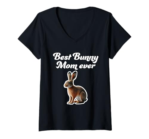 Damen Best Bunny Mom Ever - Belgischer Hase Hase T-Shirt mit V-Ausschnitt Damen Best Bunny Mom Ever - Belgischer Hase Hase T-Shirt mit V-Ausschnitt von Miller Sye