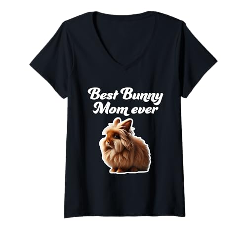 Damen Best Bunny Mom Ever - Englisches Angora-Kaninchen T-Shirt mit V-Ausschnitt Damen Best Bunny Mom Ever - Englisches Angora-Kaninchen T-Shirt mit V-Ausschnitt von Miller Sye