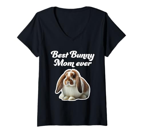 Damen Best Bunny Mom Ever - Englisches Lop Rabbit T-Shirt mit V-Ausschnitt Damen Best Bunny Mom Ever - Englisches Lop Rabbit T-Shirt mit V-Ausschnitt von Miller Sye
