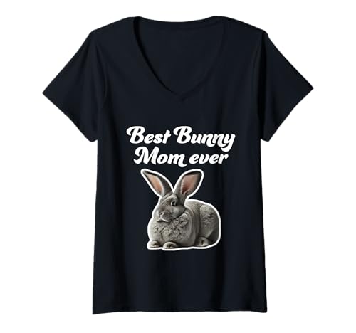 Damen Best Bunny Mom Ever - Flämisches Riesenkaninchen T-Shirt mit V-Ausschnitt Damen Best Bunny Mom Ever - Flämisches Riesenkaninchen T-Shirt mit V-Ausschnitt von Miller Sye