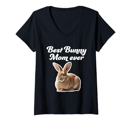 Damen Best Bunny Mom Ever - Flämisches Riesenkaninchen T-Shirt mit V-Ausschnitt Damen Best Bunny Mom Ever - Flämisches Riesenkaninchen T-Shirt mit V-Ausschnitt von Miller Sye