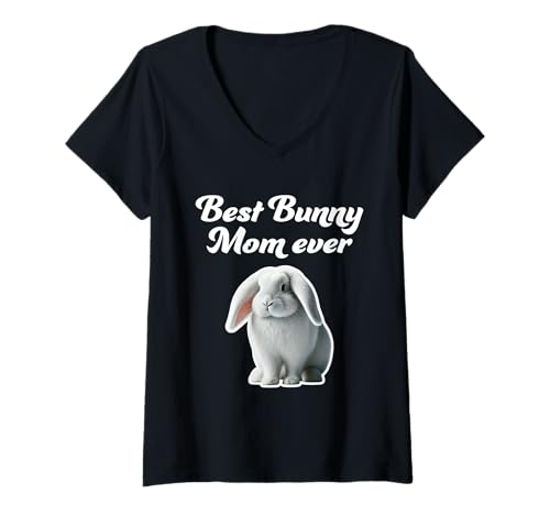 Damen Best Bunny Mom Ever – Französisches Lop Rabbit T-Shirt mit V-Ausschnitt Damen Best Bunny Mom Ever – Französisches Lop Rabbit T-Shirt mit V-Ausschnitt von Miller Sye