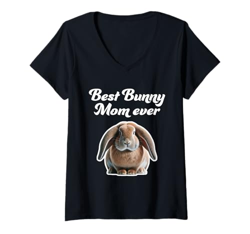 Damen Best Bunny Mom Ever – Französisches Lop Rabbit T-Shirt mit V-Ausschnitt Damen Best Bunny Mom Ever – Französisches Lop Rabbit T-Shirt mit V-Ausschnitt von Miller Sye