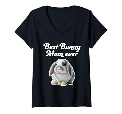 Damen Best Bunny Mom Ever – Französisches Lop Rabbit T-Shirt mit V-Ausschnitt Damen Best Bunny Mom Ever – Französisches Lop Rabbit T-Shirt mit V-Ausschnitt von Miller Sye