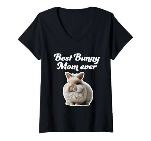 Damen Best Bunny Mom Ever – Jersey Wooly Rabbit T-Shirt mit V-Ausschnitt Damen Best Bunny Mom Ever – Jersey Wooly Rabbit T-Shirt mit V-Ausschnitt von Miller Sye