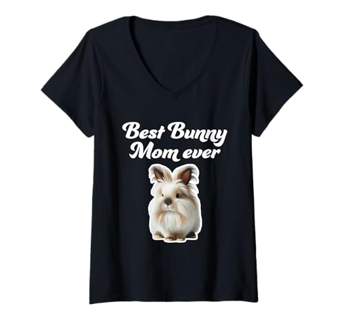Damen Best Bunny Mom Ever - Löwenkopf Kaninchen T-Shirt mit V-Ausschnitt Damen Best Bunny Mom Ever - Löwenkopf Kaninchen T-Shirt mit V-Ausschnitt von Miller Sye
