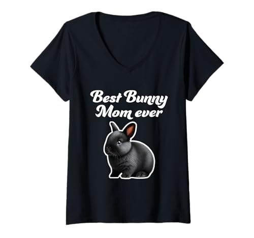 Damen Best Bunny Mom Ever - Niederland-Zwergkaninchen T-Shirt mit V-Ausschnitt Damen Best Bunny Mom Ever - Niederland-Zwergkaninchen T-Shirt mit V-Ausschnitt von Miller Sye