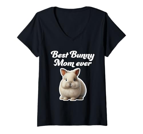 Damen Best Bunny Mom Ever - Niederland-Zwergkaninchen T-Shirt mit V-Ausschnitt Damen Best Bunny Mom Ever - Niederland-Zwergkaninchen T-Shirt mit V-Ausschnitt von Miller Sye