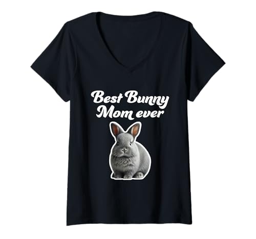Damen Best Bunny Mom Ever - Niederland-Zwergkaninchen T-Shirt mit V-Ausschnitt Damen Best Bunny Mom Ever - Niederland-Zwergkaninchen T-Shirt mit V-Ausschnitt von Miller Sye