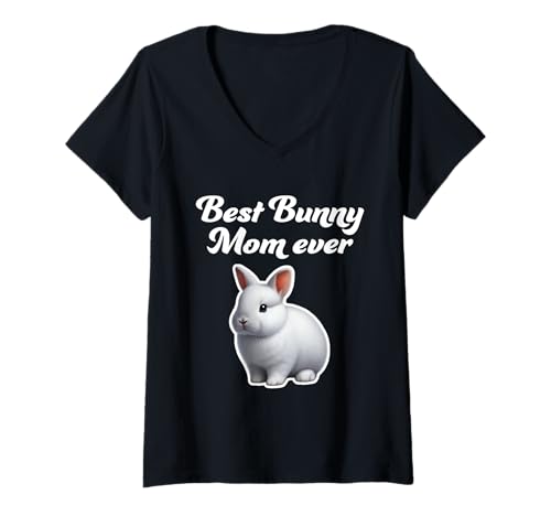 Damen Best Bunny Mom Ever - Niederland-Zwergkaninchen T-Shirt mit V-Ausschnitt Damen Best Bunny Mom Ever - Niederland-Zwergkaninchen T-Shirt mit V-Ausschnitt von Miller Sye