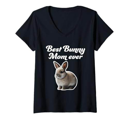 Damen Best Bunny Mom Ever - Polnisches Kaninchen T-Shirt mit V-Ausschnitt Damen Best Bunny Mom Ever - Polnisches Kaninchen T-Shirt mit V-Ausschnitt von Miller Sye