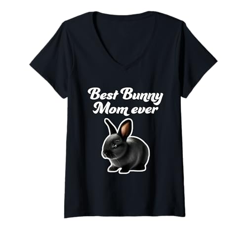 Damen Best Bunny Mom Ever - Polnisches Kaninchen T-Shirt mit V-Ausschnitt Damen Best Bunny Mom Ever - Polnisches Kaninchen T-Shirt mit V-Ausschnitt von Miller Sye